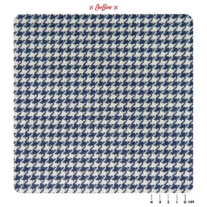 Houndstooth Fabric - OCEAN/WHITE